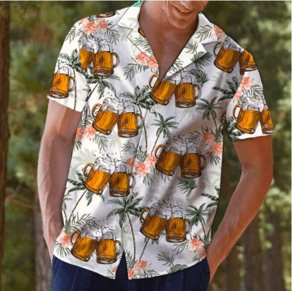 Simple Beer Hawaiian Aloha Shirt For Men Women