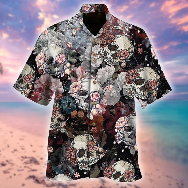 Skull Roses Hawaiian Shirt