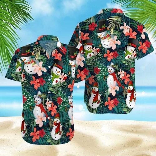 Snow Man Cute Christmas Santa Claus Funny Hawaiian Aloha Shirt