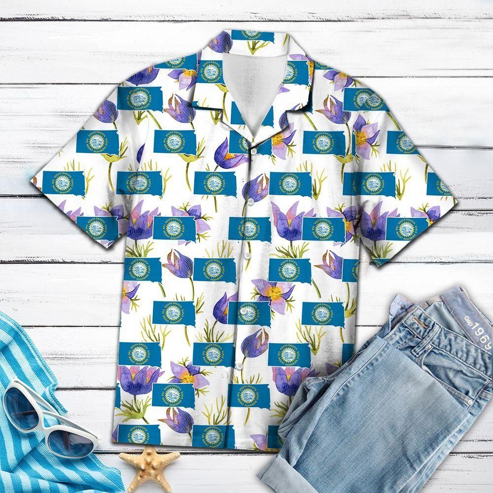South Dakota American Pasque White Nice Design Hawaiian Shirt