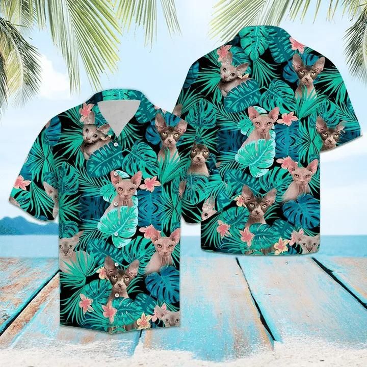 Sphynx Tropical Green Unique Design Hawaiian Shirt