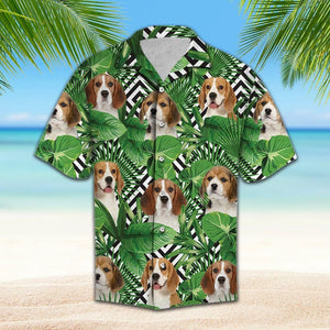 Summer Exotic Jungle Tropical Beagle Green Unique Design Hawaiian Shirt