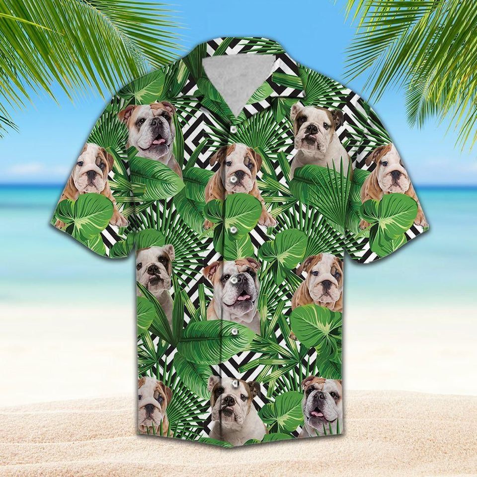 Summer Exotic Jungle Tropical Bulldog Green Awesome Design Hawaiian Shirt