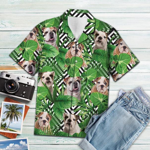 Summer Exotic Jungle Tropical Bulldog Hawaiian Shirt