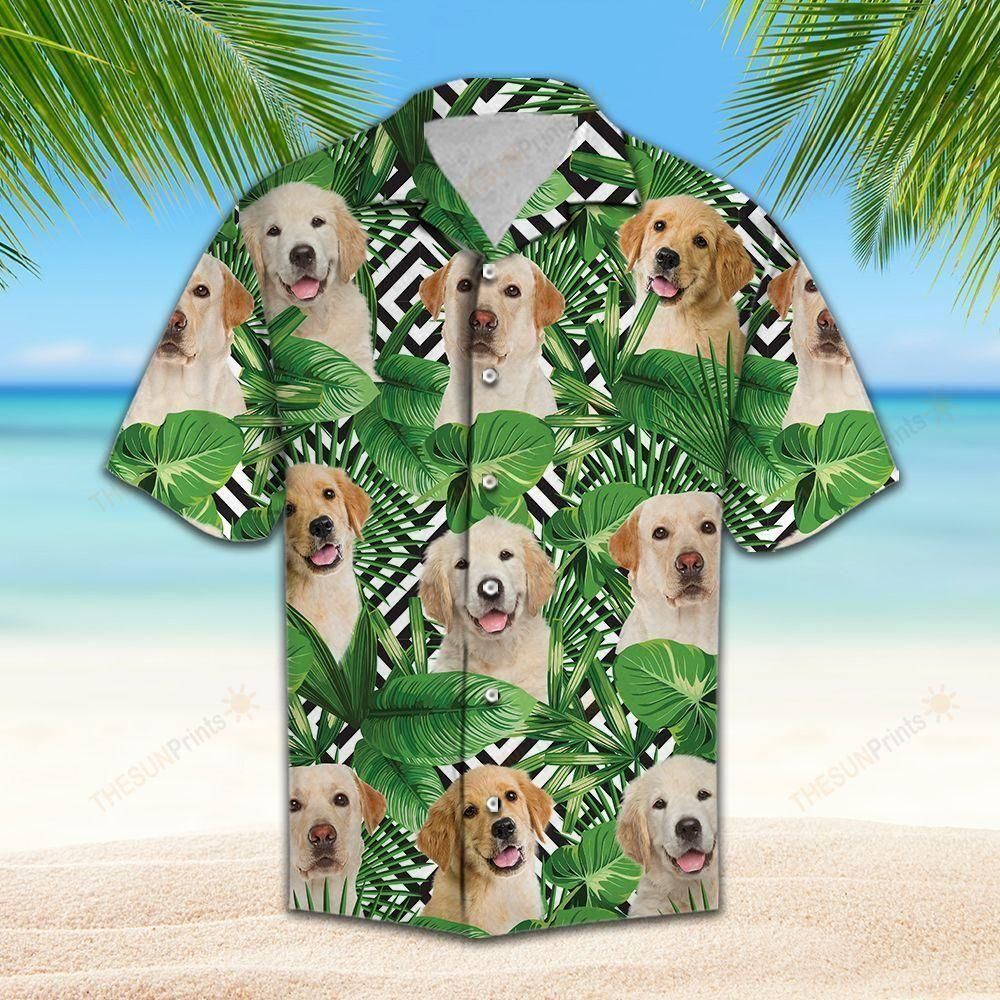 Summer Exotic Jungle Tropical Labrador Retriever Green Unique Design Hawaiian Shirt