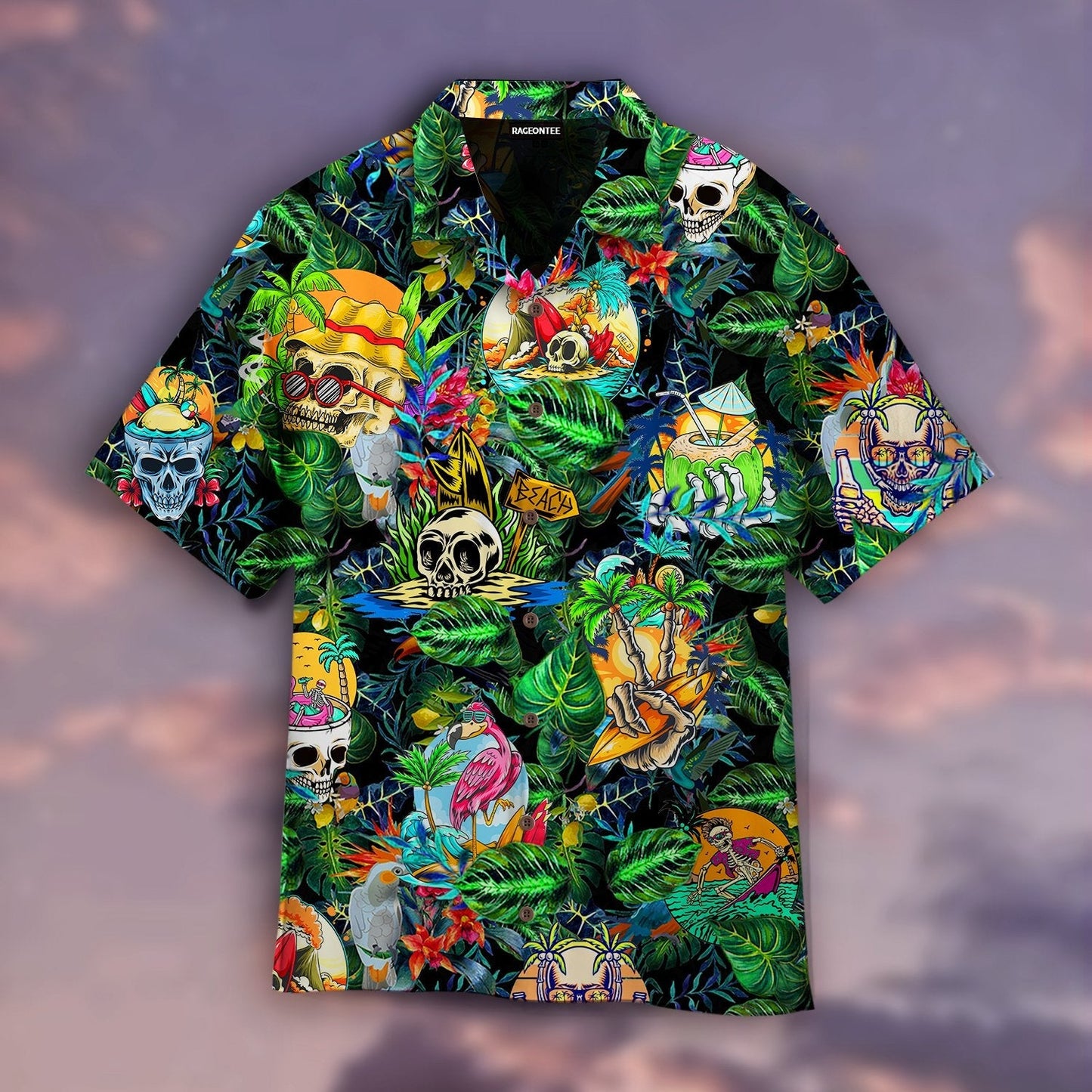 Summer Skeleton Skull Beach Party Hawaiian Shirt