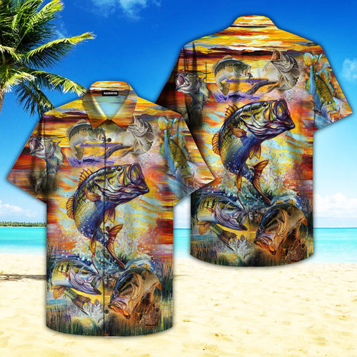 Sunset Largemouth Bass Fishing Hawaiian Shirt