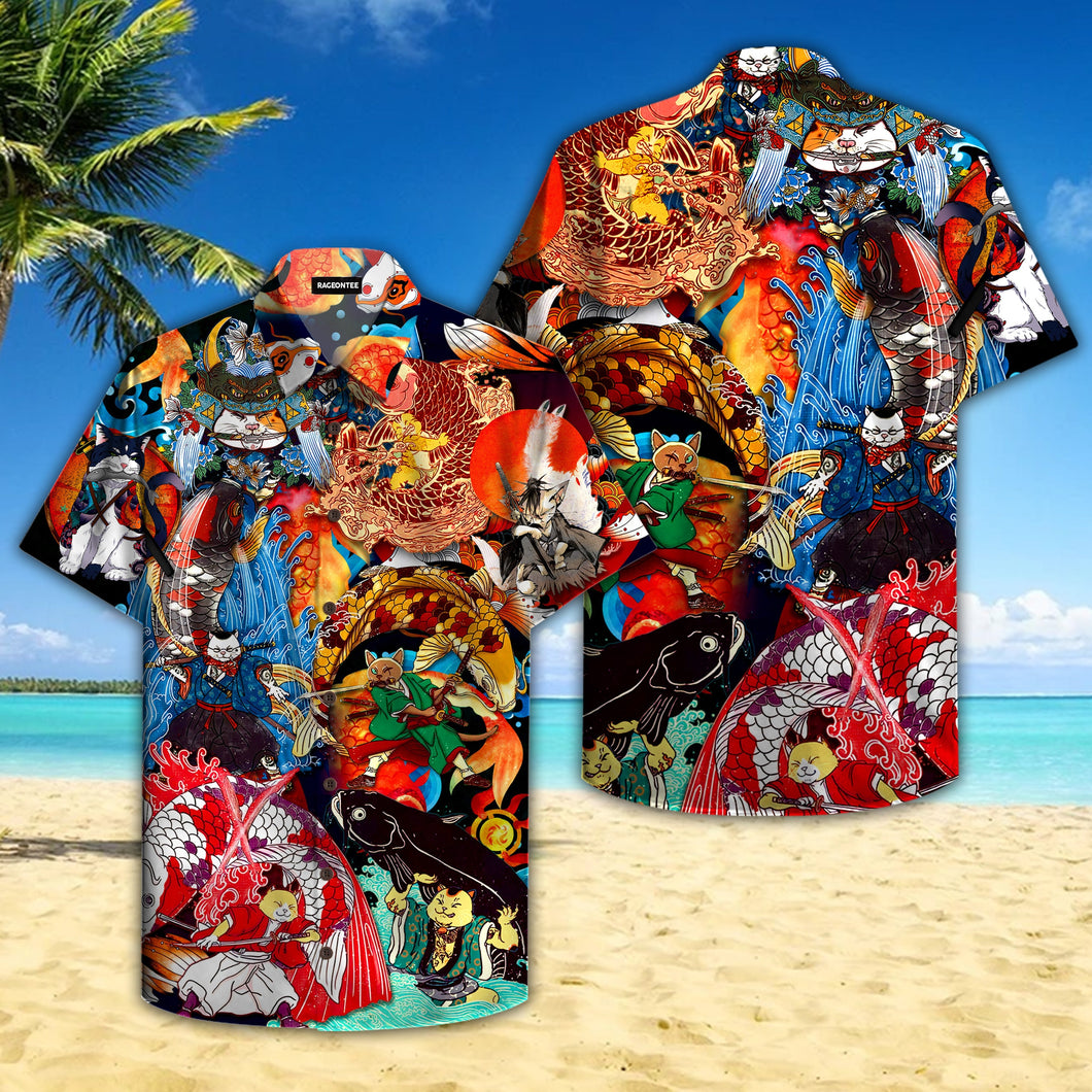 Sushi Master Cats Koi Fish Hawaiian Shirt