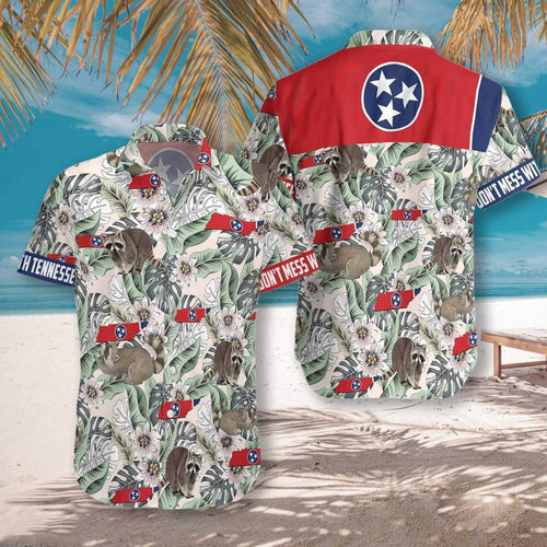Tennessee Raccoon Passion Flowers Hawaiian Shirt