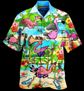 The Running Flamingoes Colorful Unique Design Hawaiian Shirt