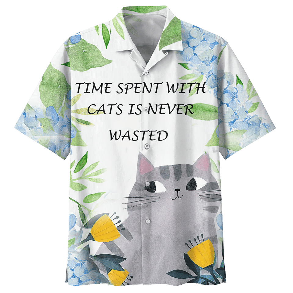 Time Spent With Cat Is Never Wasted Hawaiian Shirt