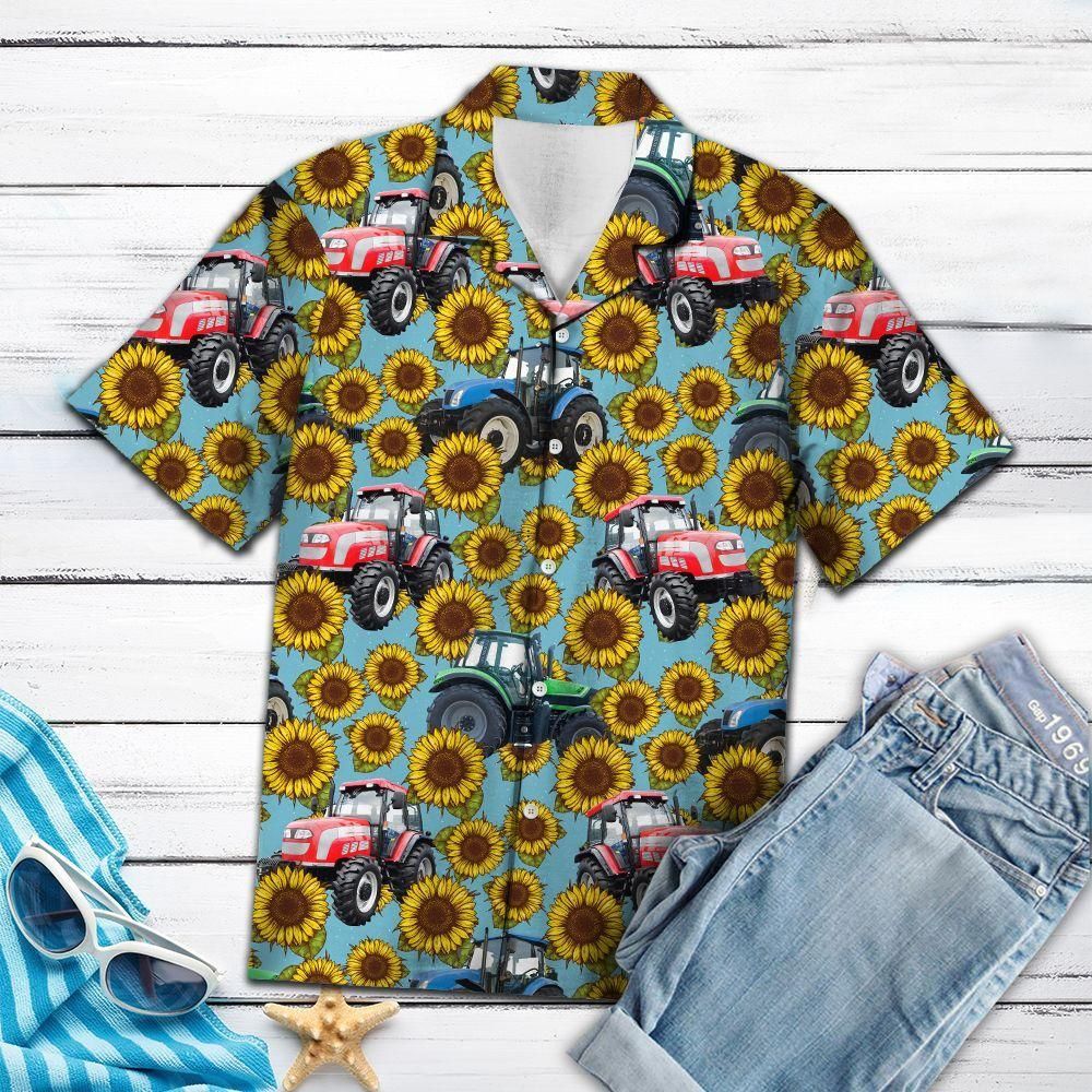 Tractor Sunflower Multicolor Awesome Design Hawaiian Shirt