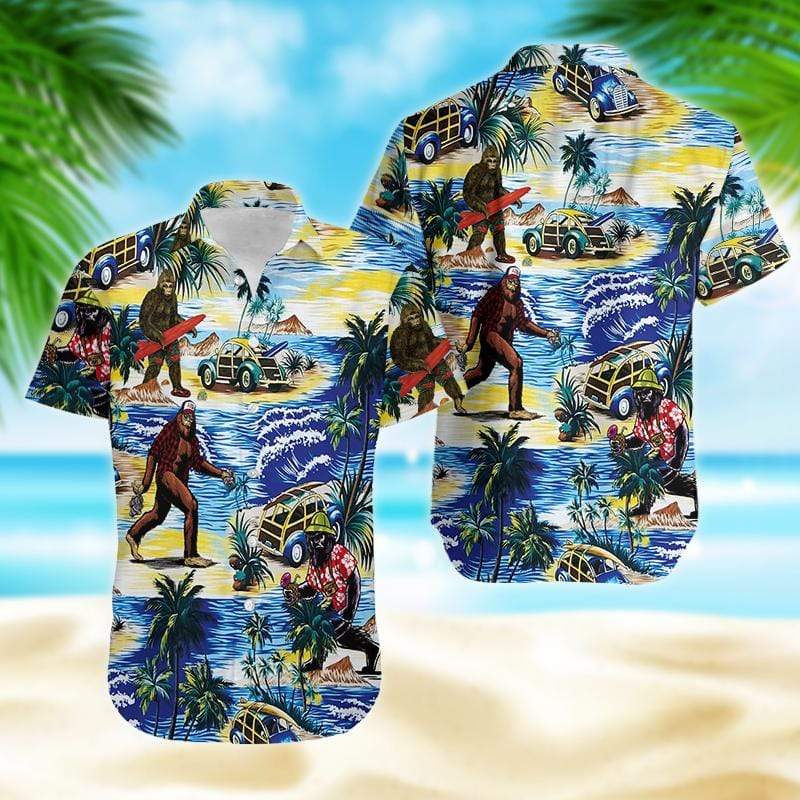 Tropical Bigfoot On Hawaii Vacation Hawaiian Aloha Shirt