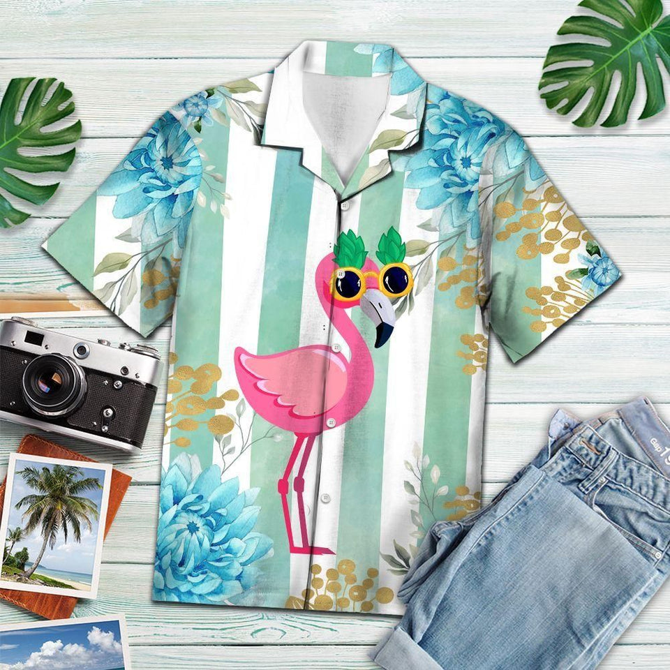 Tropical Flamingo Blue Amazing Design Hawaiian Shirt