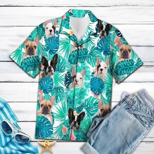 Tropical French Bulldog Green Amazing Design Hawaiian Shirt