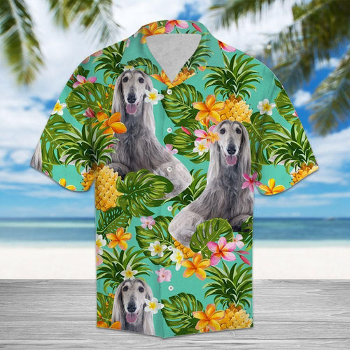 Tropical Pineapple Afghan Hound Green Best Design Hawaiian Shirt