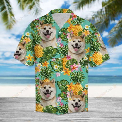 Tropical Pineapple Akita Multicolor Unique Design Hawaiian Shirt
