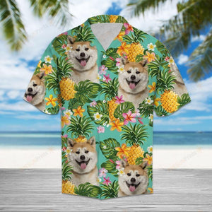 Tropical Pineapple Akita Multicolor Unique Design Hawaiian Shirt
