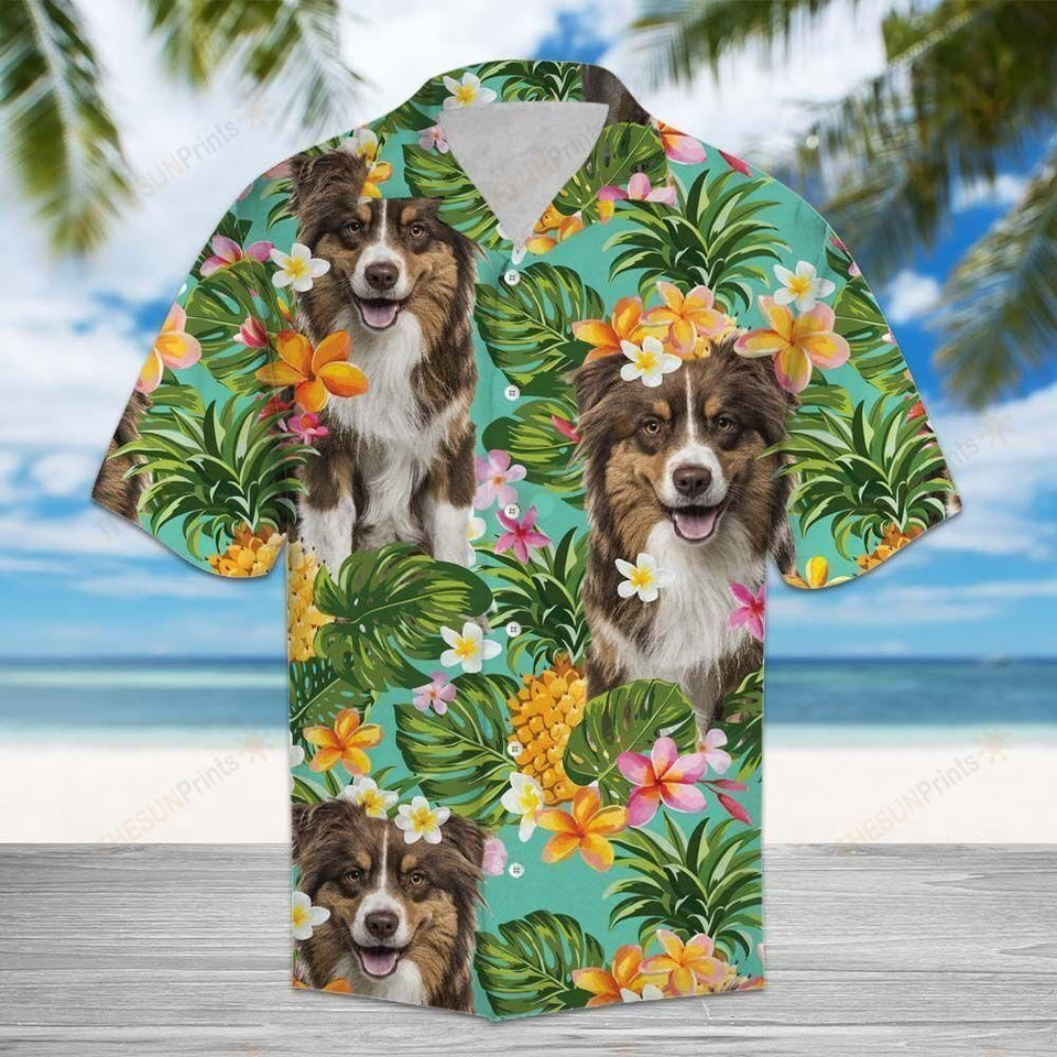 Tropical Pineapple Australian Shepherd Multicolor Unique Design Hawaiian Shirt