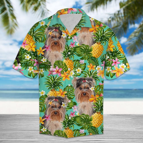 Tropical Pineapple Australian Silky Terrier Green Awesome Design Hawaiian Shirt