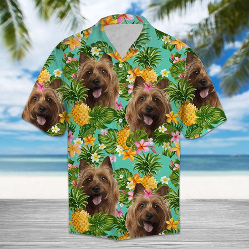 Tropical Pineapple Australian Terrier Green Awesome Design Hawaiian Shirt