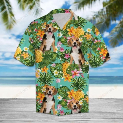Tropical Pineapple Beagle Multicolor Unique Design Hawaiian Shirt
