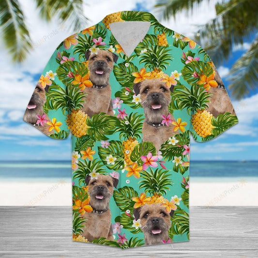 Tropical Pineapple Border Terrier Multicolor Unique Design Hawaiian Shirt