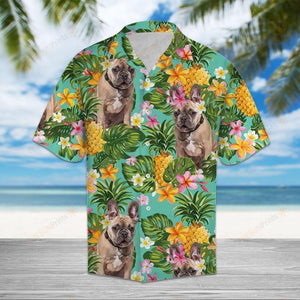 Tropical Pineapple Bulldog Multicolor Best Design Hawaiian Shirt