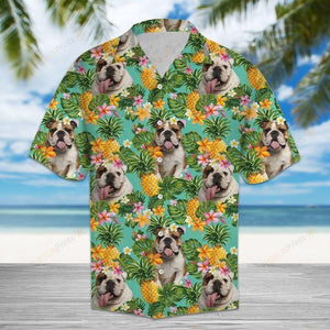 Tropical Pineapple English Bulldogs Multicolor Unique Design Hawaiian Shirt