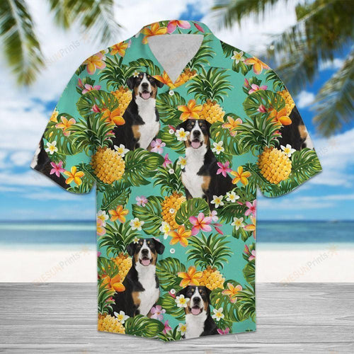 Tropical Pineapple Entlebucher Mountain Dog Multicolor Unique Design Hawaiian Shirt