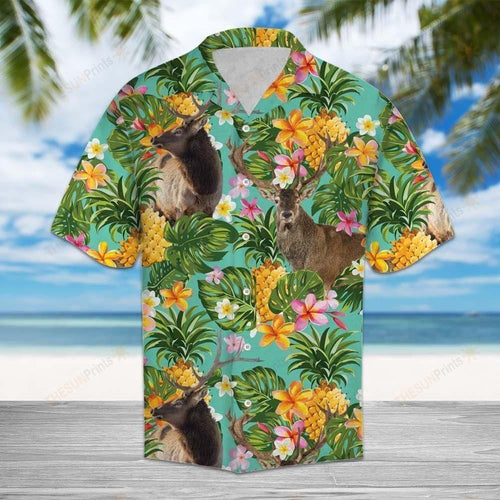 Tropical Pineapple Reindeer Multicolor Unique Design Hawaiian Shirt