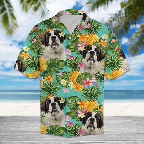 Tropical Pineapple Saint Bernard Multicolor Nice Design Hawaiian Shirt