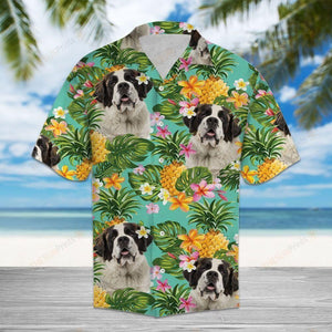 Tropical Pineapple Saint Bernard Multicolor Nice Design Hawaiian Shirt