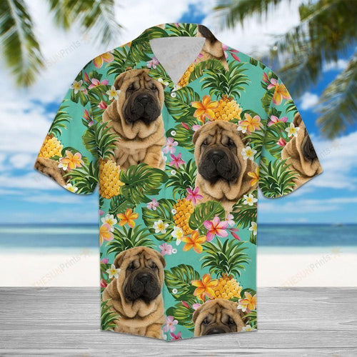 Tropical Pineapple Shar Pei Multicolor Unique Design Hawaiian Shirt
