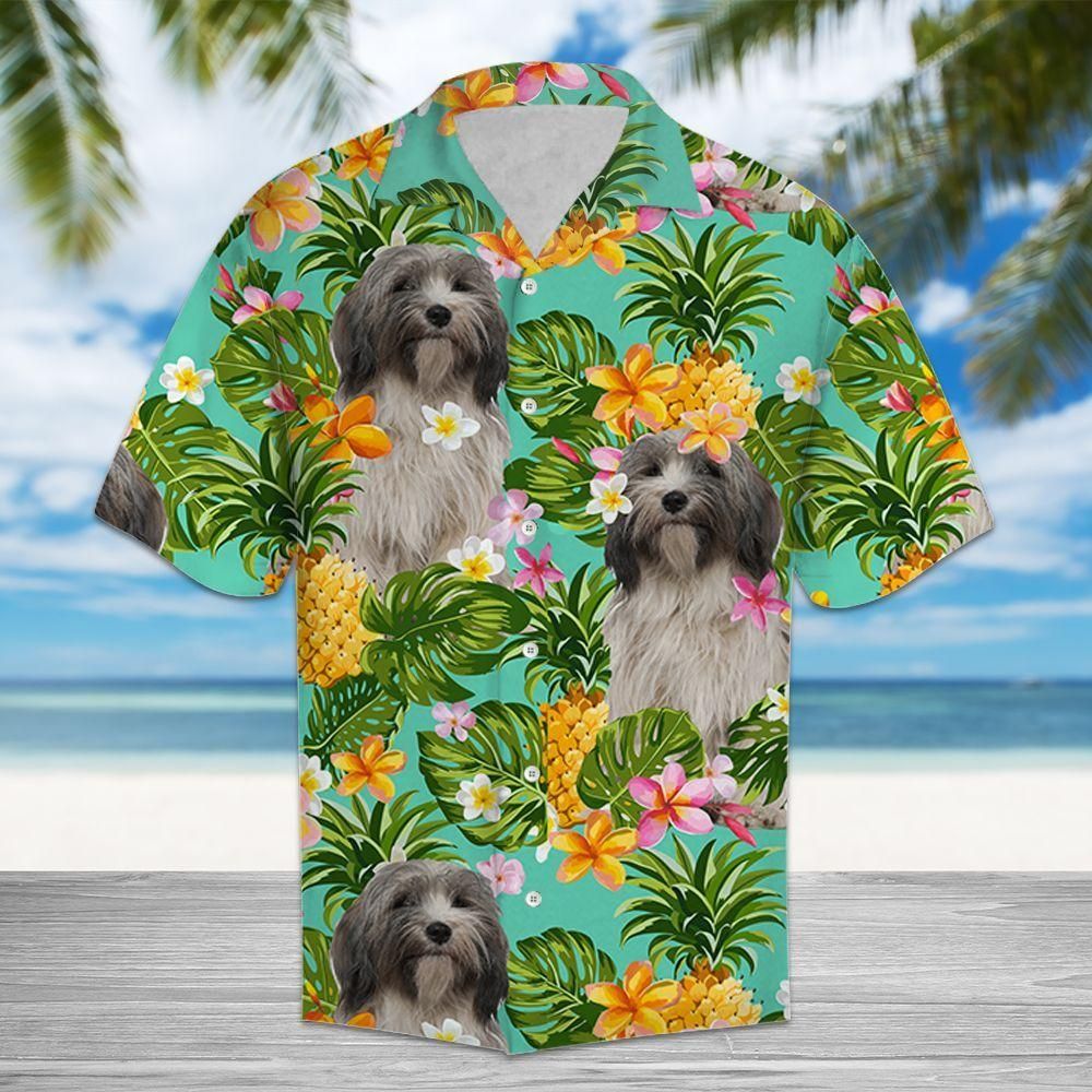 Tropical Pineapple Tibetan Terrier Green Awesome Design Hawaiian Shirt