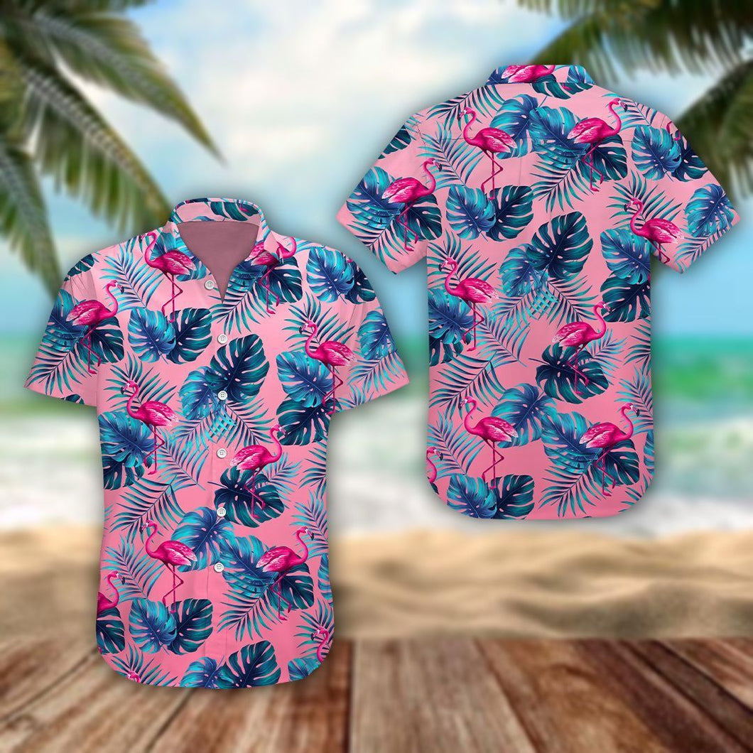 Tropical Pink Flamingo Hawaiian Shirt