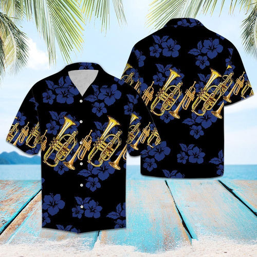 Trumpet For Vacation Blue Awesome Design Hawaiian Shirt