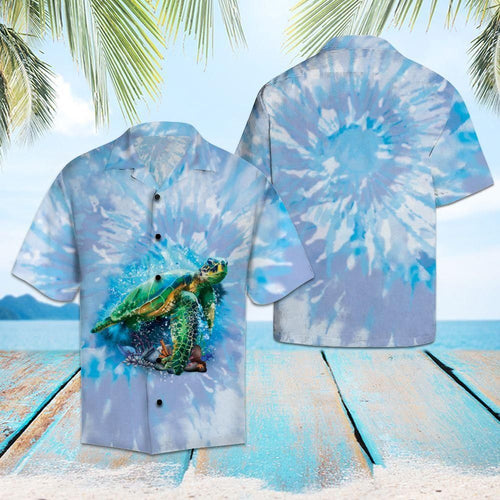 Turtle Blue Tie Dye Blue Best Design Hawaiian Shirt