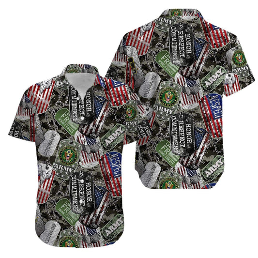Us Air Force Veteran Dog Tags Army Hawaiian Aloha Shirt
