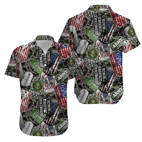 Us Air Force Veteran Dog Tags Army Hawaiian Aloha Shirt