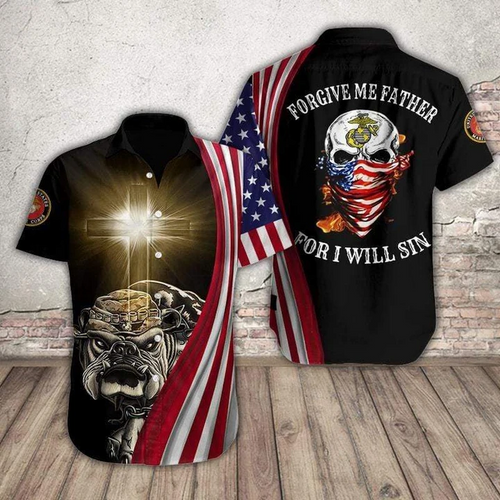 Us Marine Forgive Me Father Hawaiian Shirt