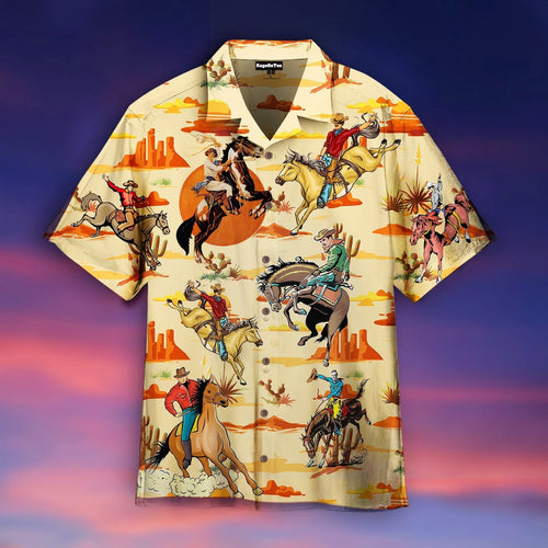 Vintage Cowboy Riding Horse Hawaiian Shirt