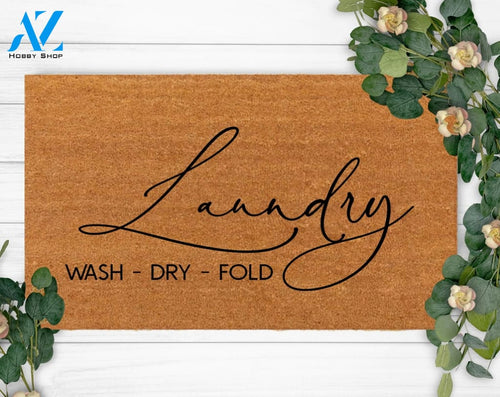 Lady Wash Dry Fold-Front Doormat-Family Name Doormat-Housewarming Gift-Custom Doormat-Last Name Doormat-Funny Welcome