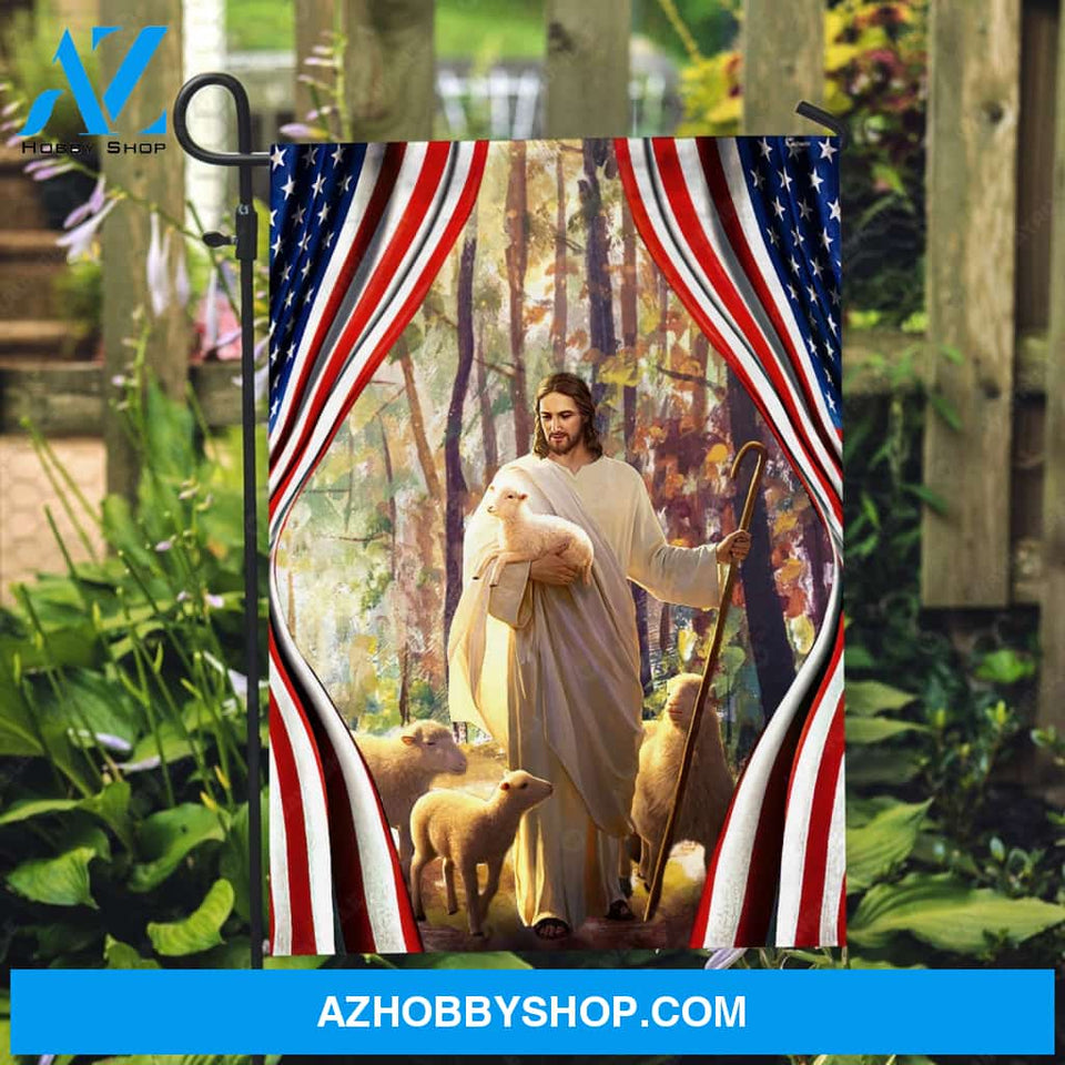 Lamb of God, Amazing forest, Us flag, The world in his arms - Jesus Flag