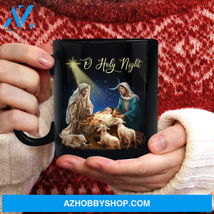 Lamb of God, Jesus born, Star of Bethlehem - O Holy Night Jesus Black Mug