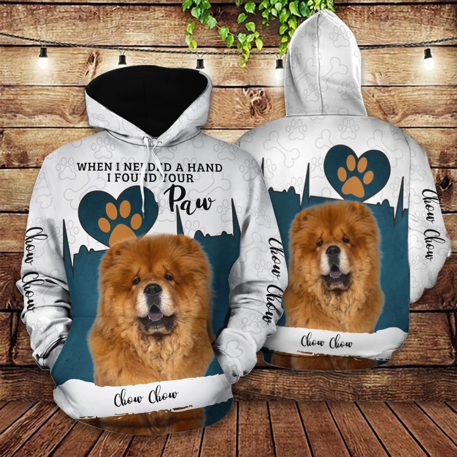 Chow Chow White And Blue Funny Unisex 3D Hoodie All Over Print