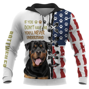 Rottweiler Dog American Flag Unique Unisex 3D Hoodie All Over Print