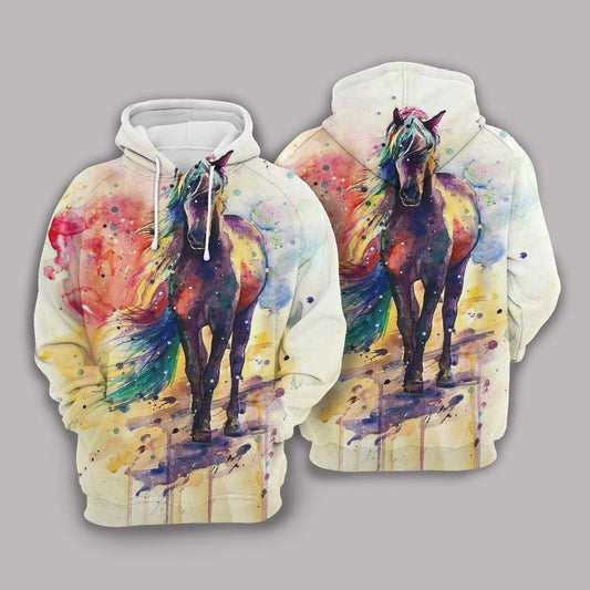 Running Horse Colorful Best Unisex 3D Hoodie All Over Print