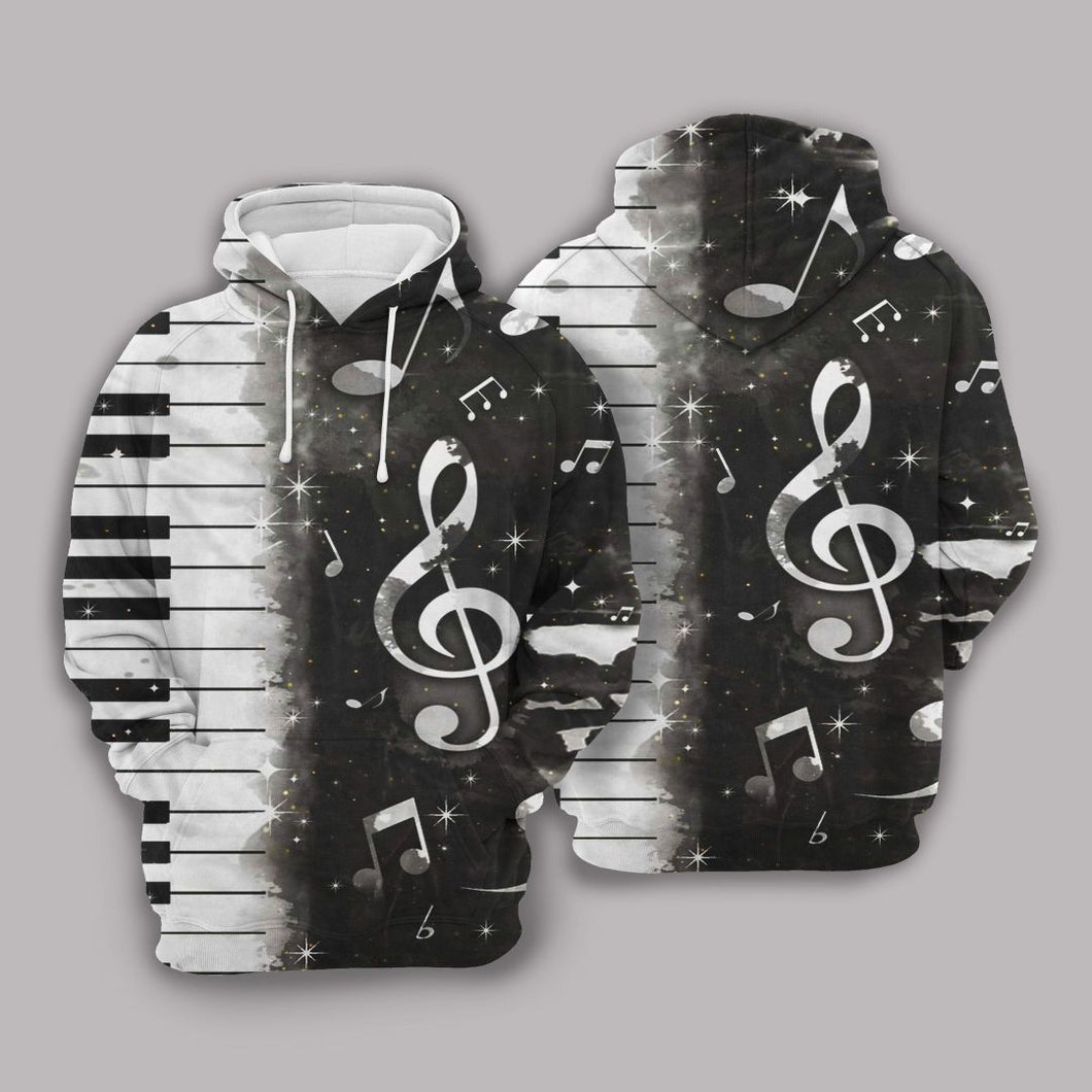 Piano And Music Note Unisex 3D Hoodie All Over Print