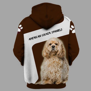 Brown American Cocker Spaniels Pullover Unisex 3D Hoodie All Over Print